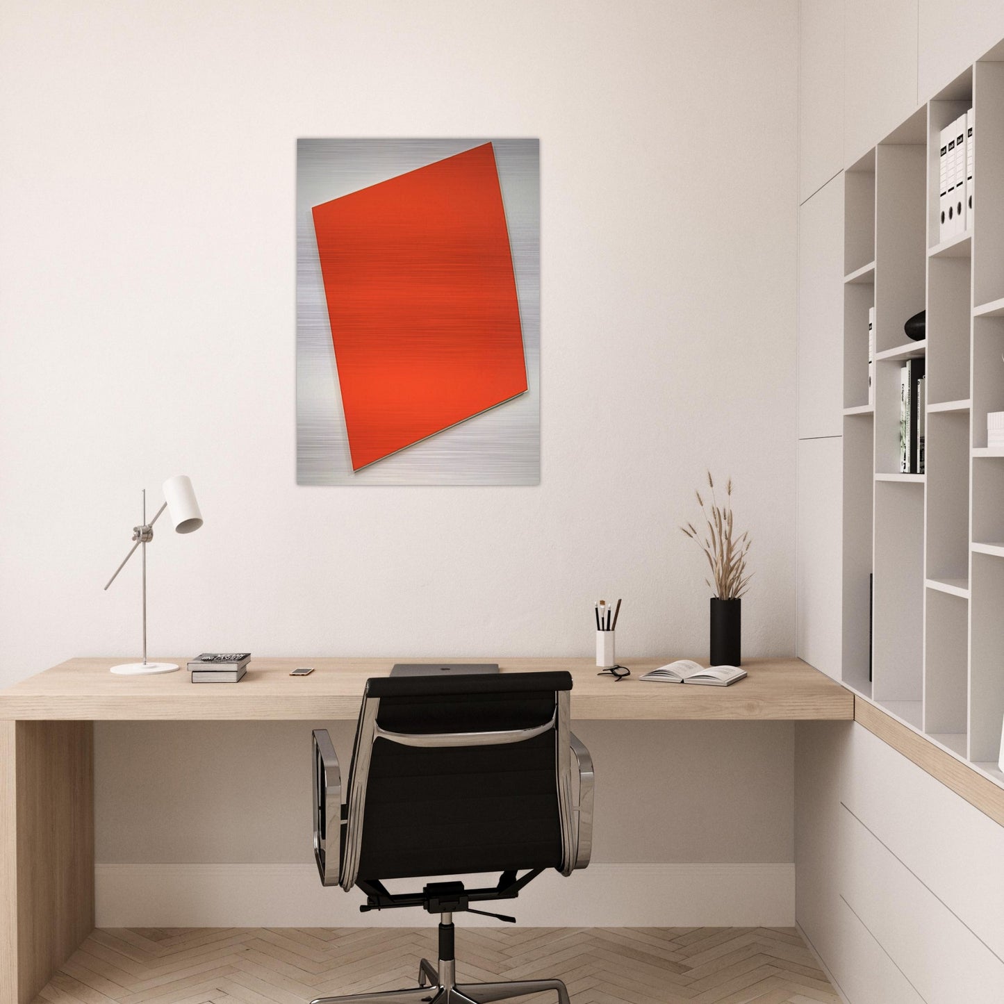 Red-Orange Panel with Curve - Ellsworth Kelly Brushed Aluminum Print - 70x100 cm / 28x40 inches | Ellsworth Kelly Aluminum Print | Ellsworth Kelly Prints
