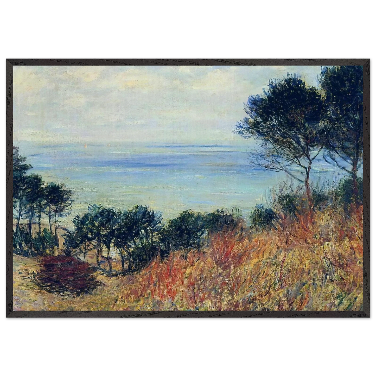 The Coast of Varengeville - claude monet 70x100 cm / 28x40 inches Framed Art Print – Black Wooden Frame
