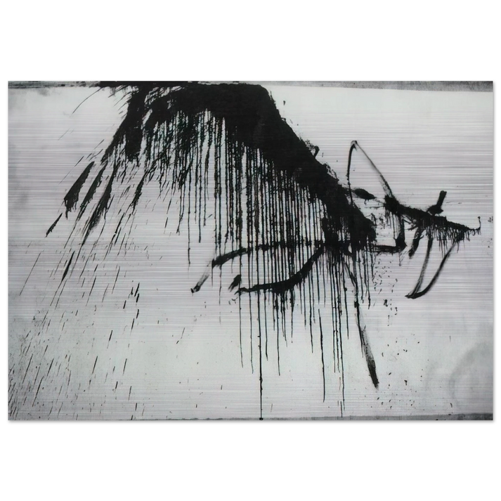 NIGHT IN THE HOTEL ABSTRACT IN BLACK AND WHITE - Salvador Dali Brushed Aluminum Print - 70x100 cm / 28x40 inches | Salvador Dali Aluminum Print | Salvador Dali Prints