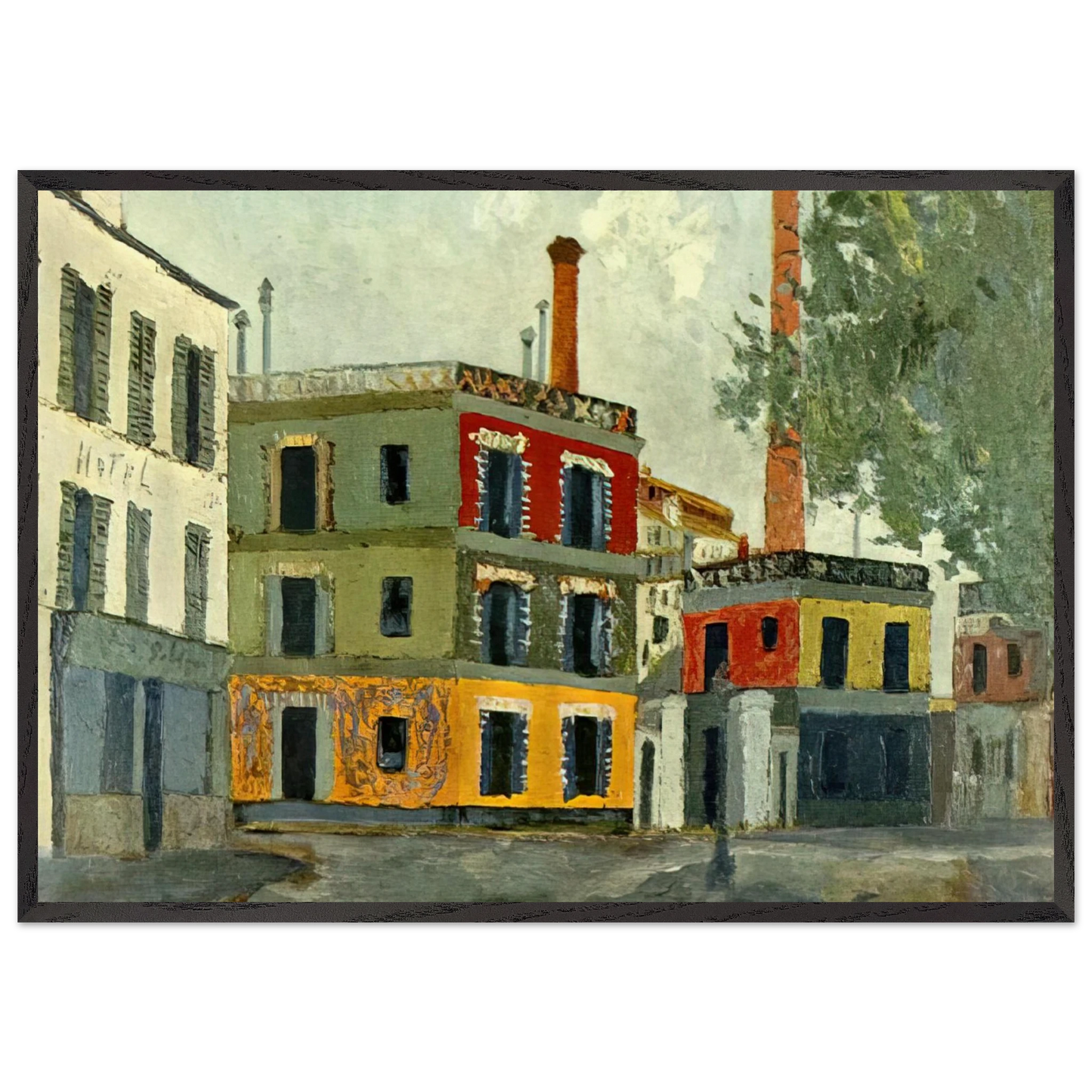 FACTORY N1 - Maurice Utrillo 70x100 cm / 28x40 inches Framed Art Print – Black Wooden Frame