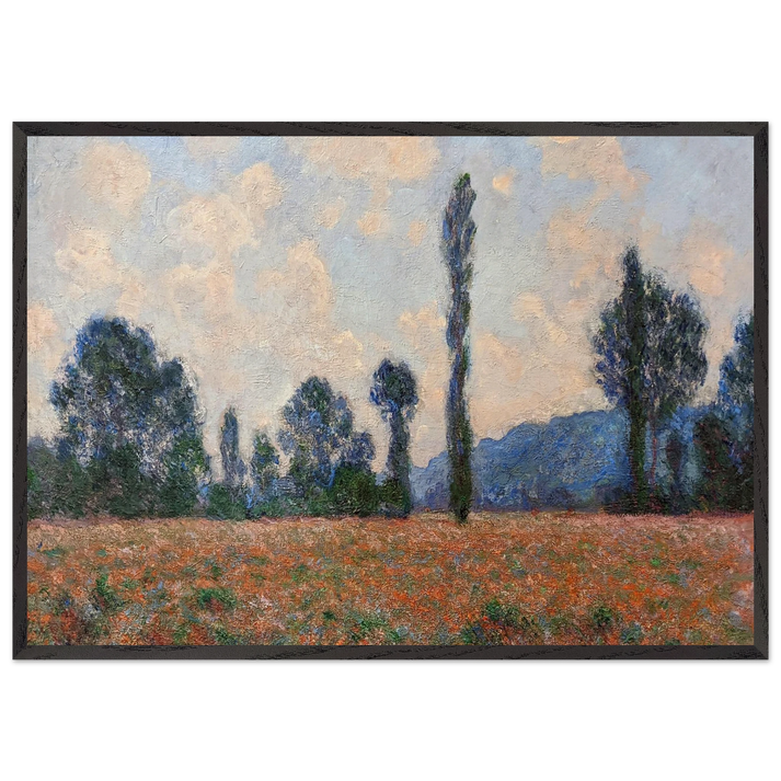 Poppy Field in Giverny 03 - claude monet 70x100 cm / 28x40 inches Framed Art Print – Black Wooden Frame