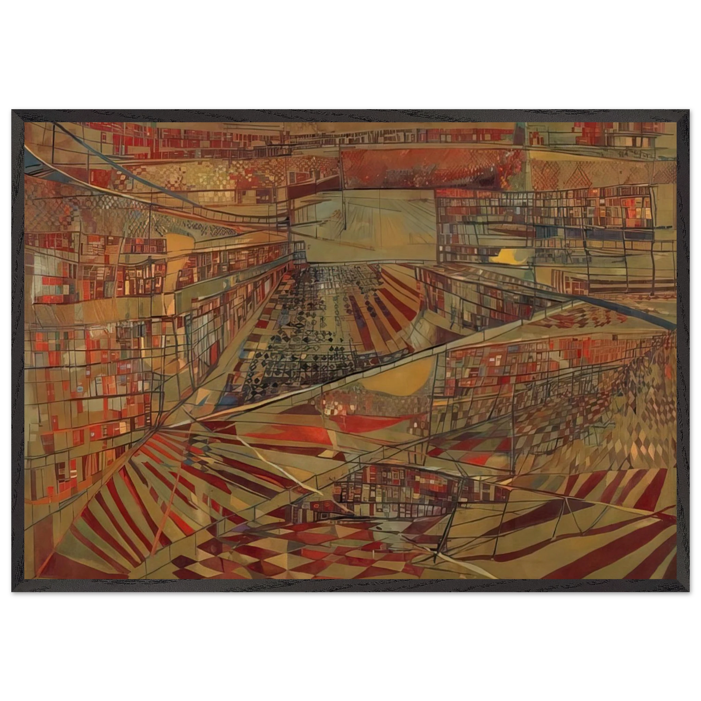 Bibliotheque - 1949 - Maria Helena Vieira da Silva 70x100 cm / 28x40 inches Framed Art Print – Black Wooden Frame