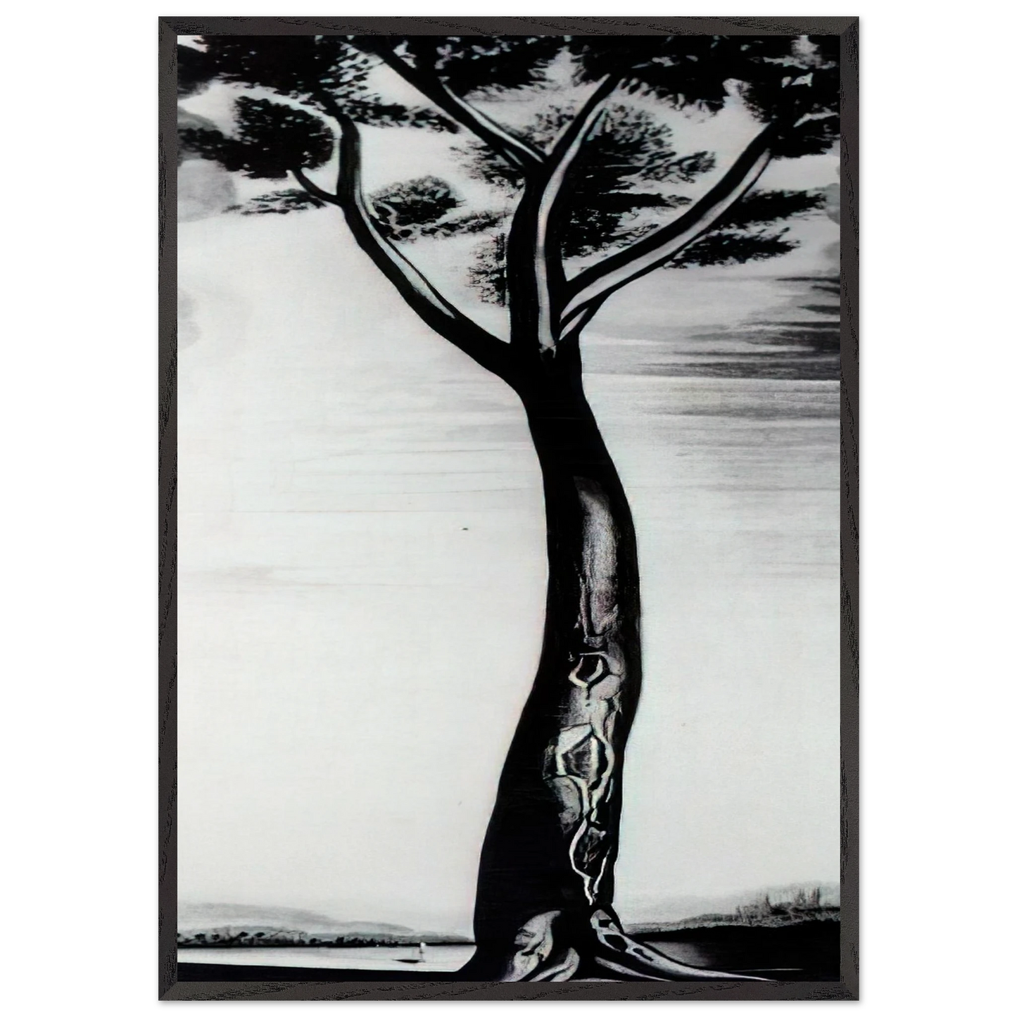 The Tree N3 - Salvador Dali 70x100 cm / 28x40 inches Framed Art Print – Black Wooden Frame
