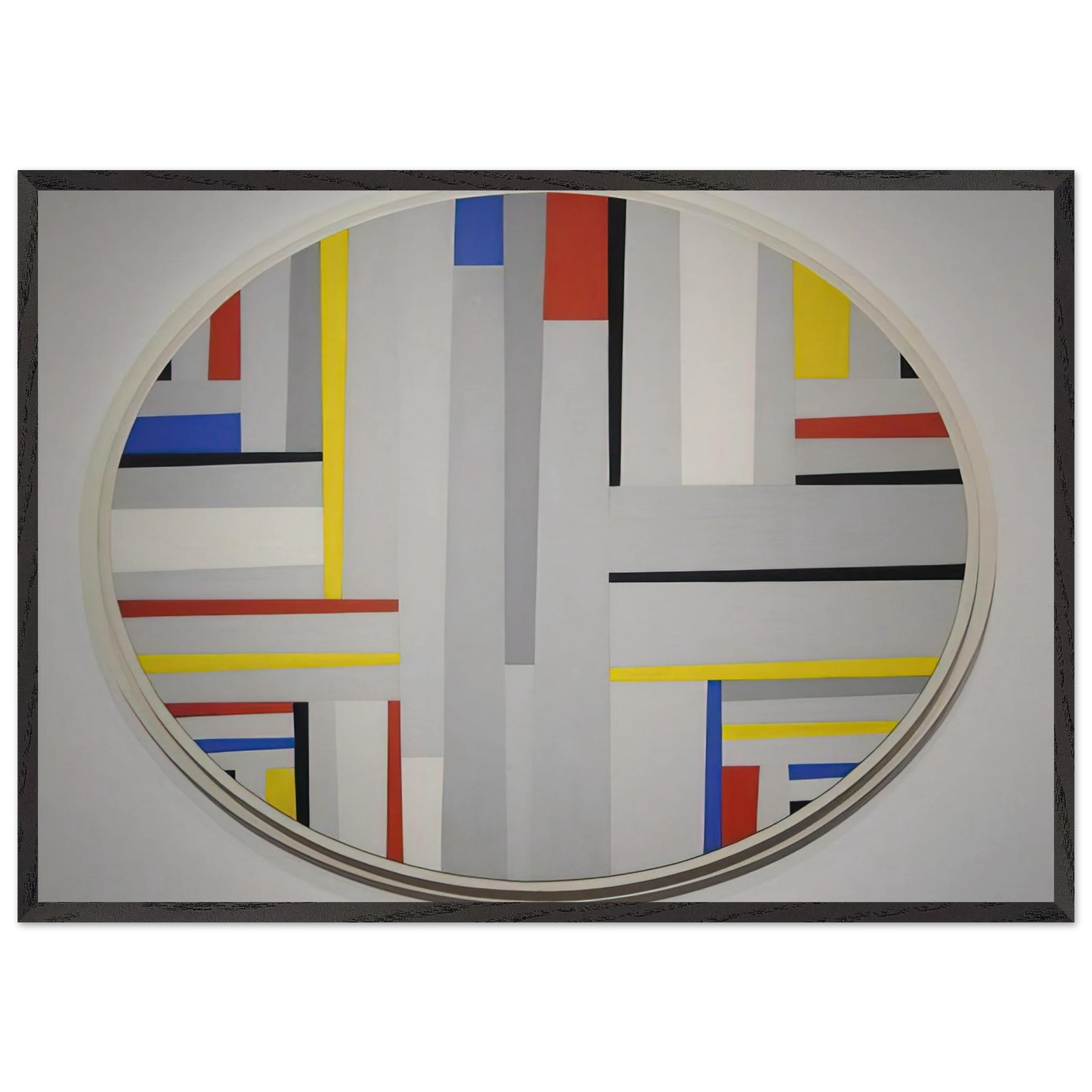 Relational Painting Tondo - Neoplasticism - Fritz Glarner 70x100 cm / 28x40 inches Framed Art Print – Black Wooden Frame