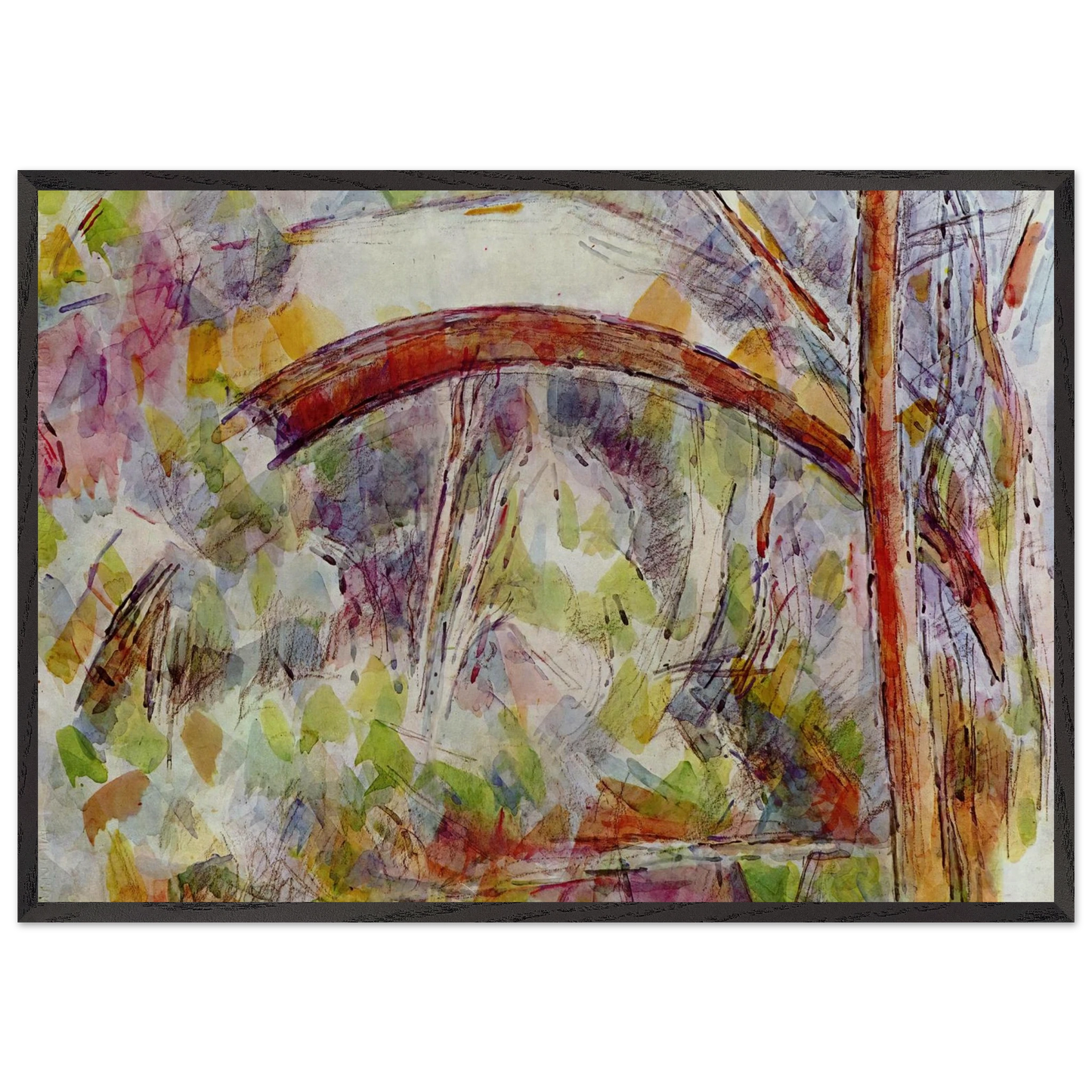 River at the bridge of the three sources - Paul Cezanne 70x100 cm / 28x40 inches Framed Art Print – Black Wooden Frame