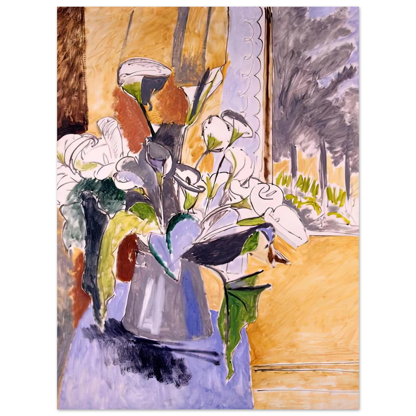 Henri Matisse - BOUQUET OF FLOWERS ON A VERANDA 1912 75x100 cm / 30x40inches Fine Art Poster