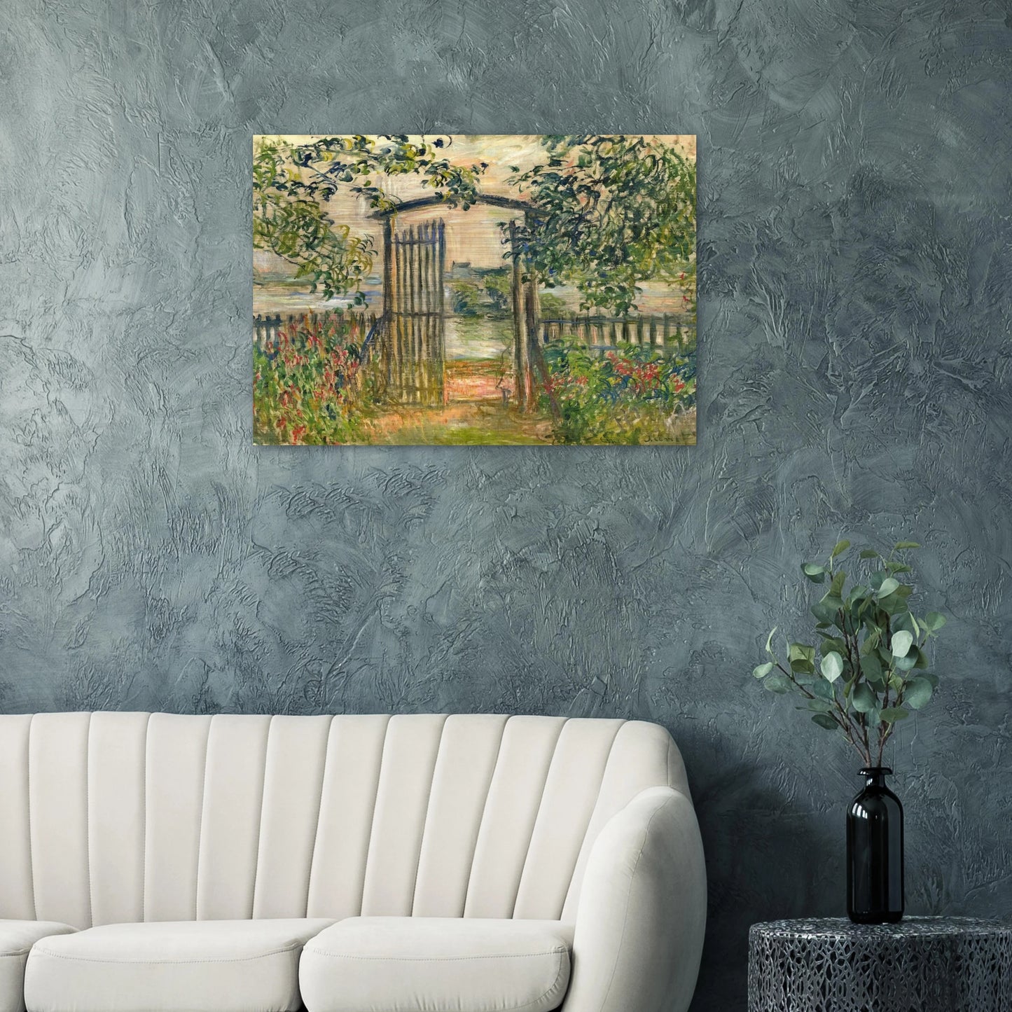 The Garden Gate at Vetheuil - claude monet Brushed Aluminum Print - 70x100 cm / 28x40 inches | claude monet Aluminum Print | claude monet Prints