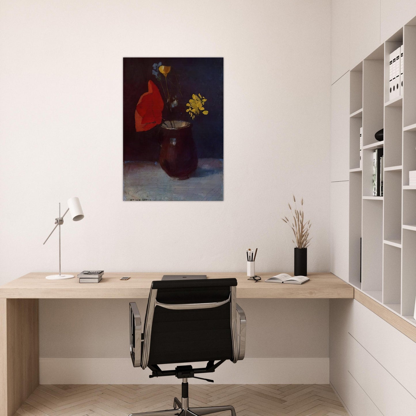 PITCHER OF FLOWERS - Odilon Redon Brushed Aluminum Print - 70x100 cm / 28x40 inches | Odilon Redon Aluminum Print | Odilon Redon Prints