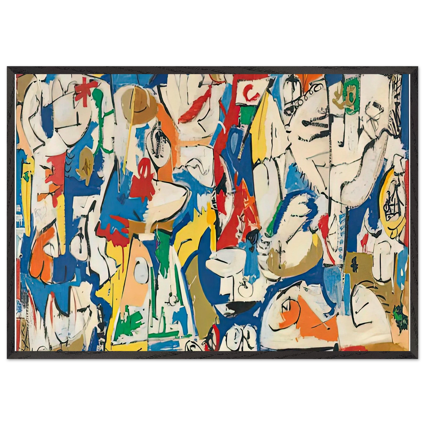 The Jugglers 1951- - Helen Frankenthaler 70x100 cm / 28x40 inches Framed Art Print – Black Wooden Frame