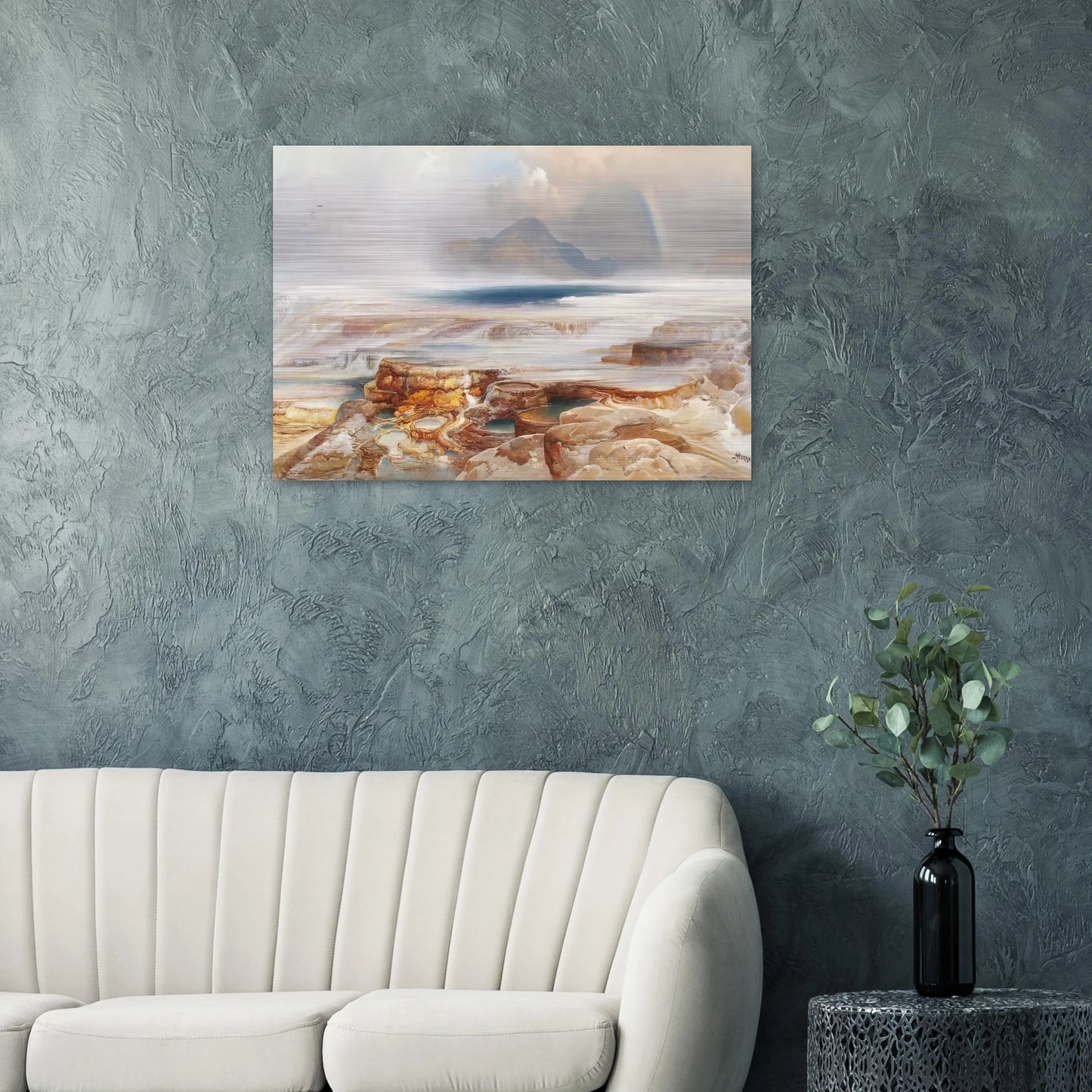 Hot Springs of the Yellowstone - Thomas Moran Brushed Aluminum Print - 70x100 cm / 28x40 inches | Thomas Moran Aluminum Print | Thomas Moran Prints