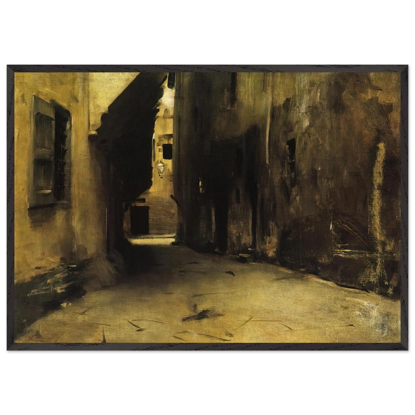 A Street in Venice - John Singer Sargent 70x100 cm / 28x40 inches Framed Art Print – Black Wooden Frame
