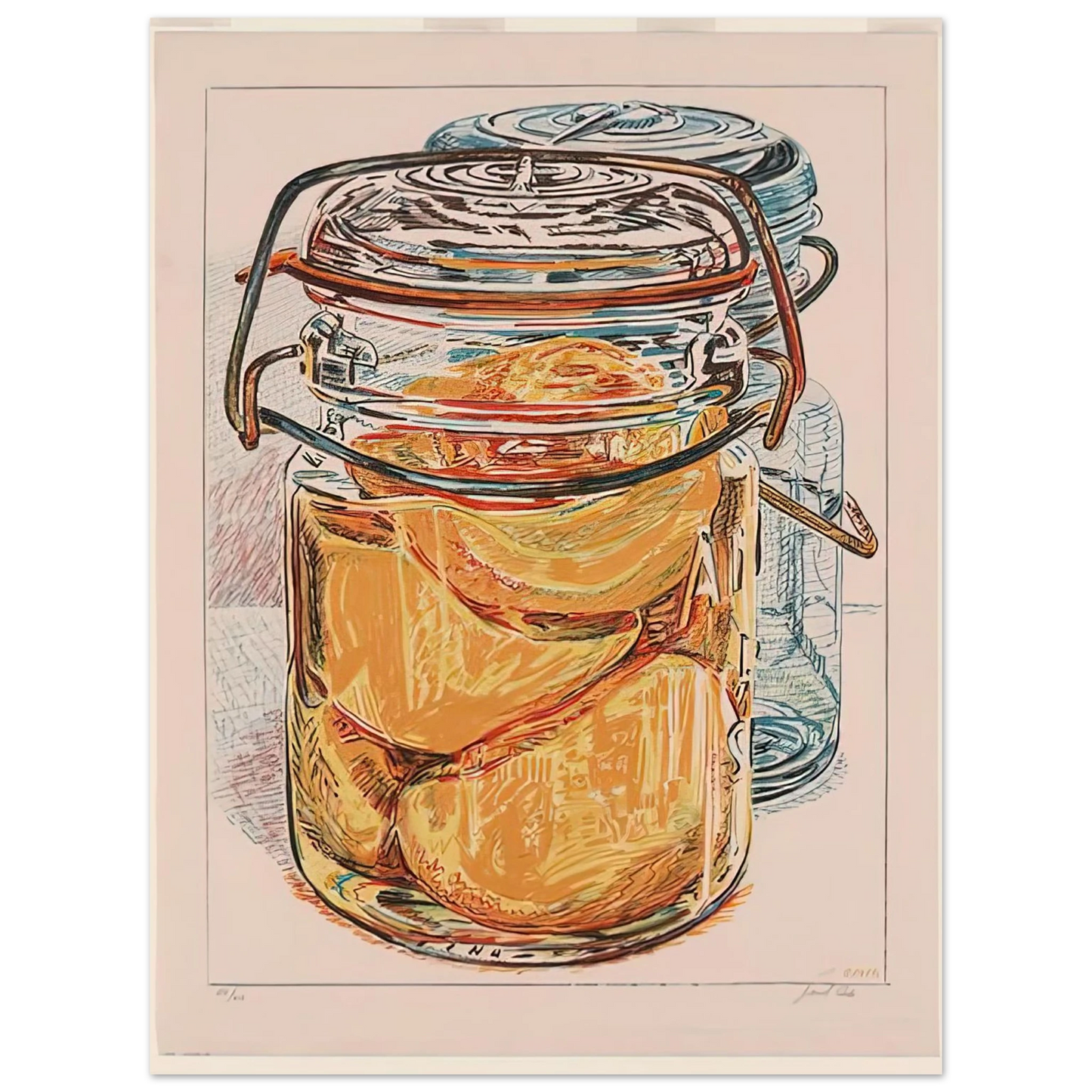 Janet Fish - PRESERVED PEACHES 1975 75x100 cm / 30x40inches Fine Art Poster
