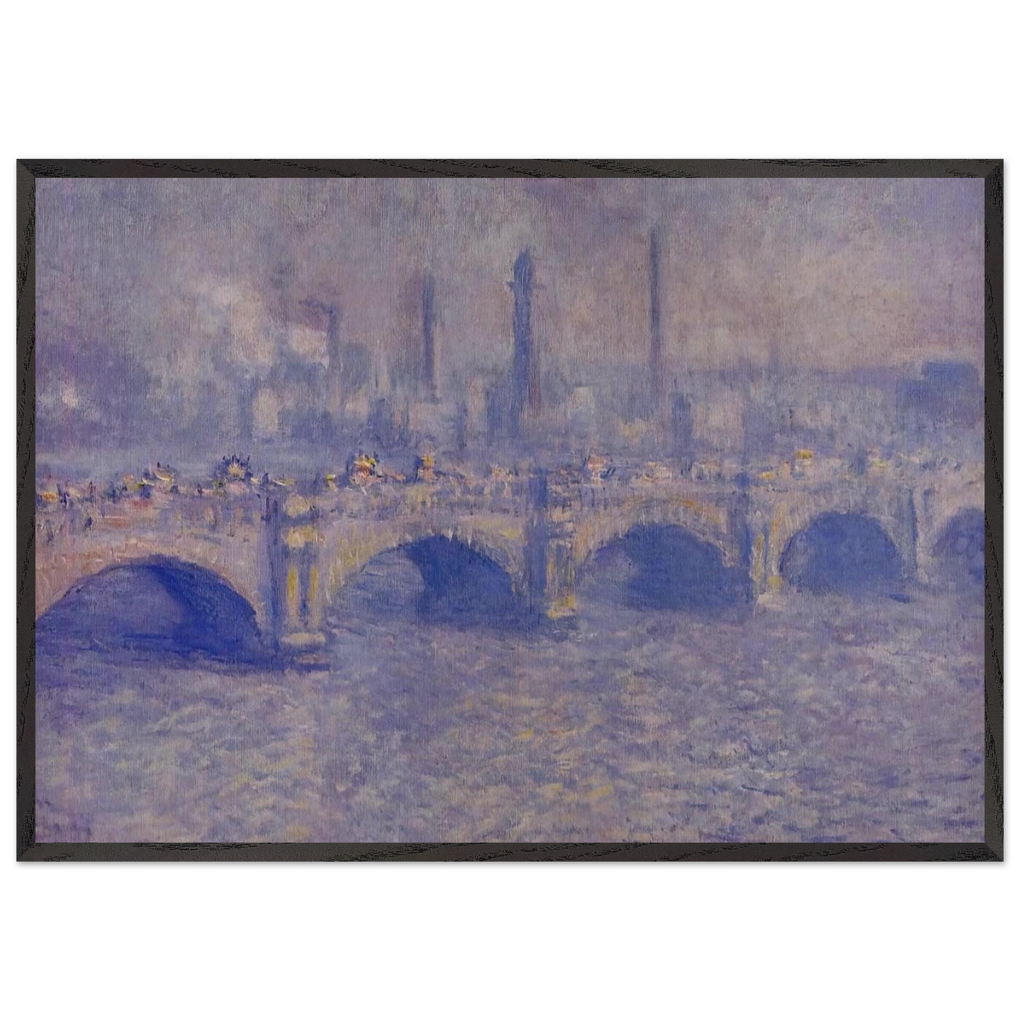 Waterloo Bridge Sunlight Effect - claude monet 70x100 cm / 28x40 inches Framed Art Print – Black Wooden Frame