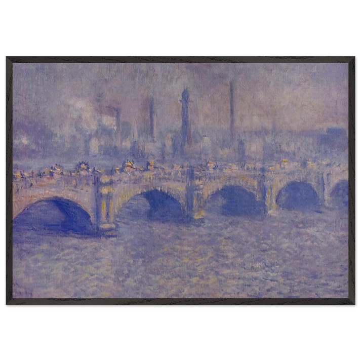 Waterloo Bridge Sunlight Effect - claude monet 70x100 cm / 28x40 inches Framed Art Print – Black Wooden Frame