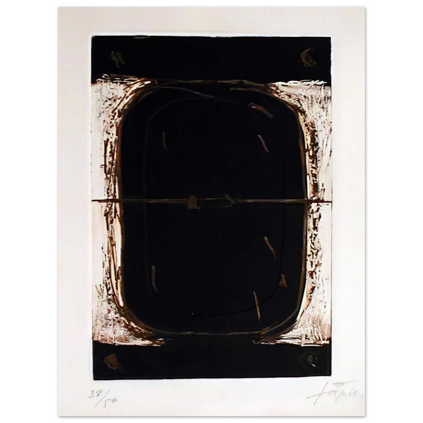 Antoni Tapies - ETCHING IN BROWN AND BURNT SIENNA 1962 75x100 cm / 30x40inches Fine Art Poster