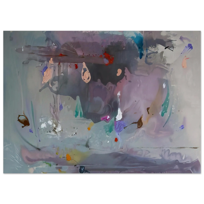 Helen Frankenthaler - Grey Fireworks - 2000 Wall art - 27x35 cm / 11x14 Inches - Premium Wooden Framed Poster With Fine Art Paper - Black frame