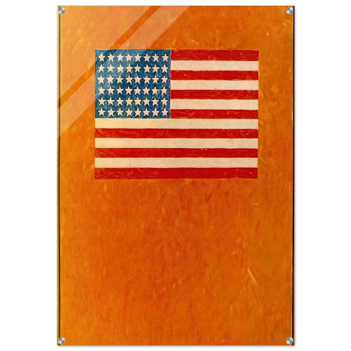FLAG ON ORANGE FIELD 1957 - Jasper Johns Acrylic Print - 70x100 cm / 28x40″ inches