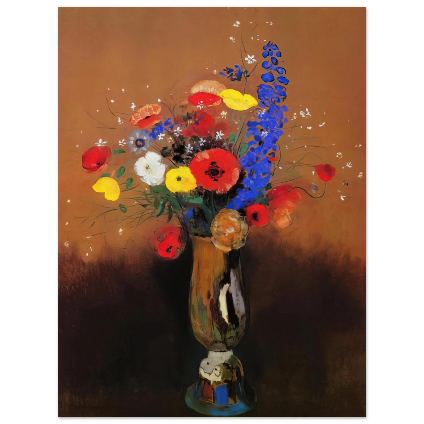 Odilon Redon - WILD FLOWERS IN A LONG NECKED VASE 75x100 cm / 30x40inches Fine Art Poster