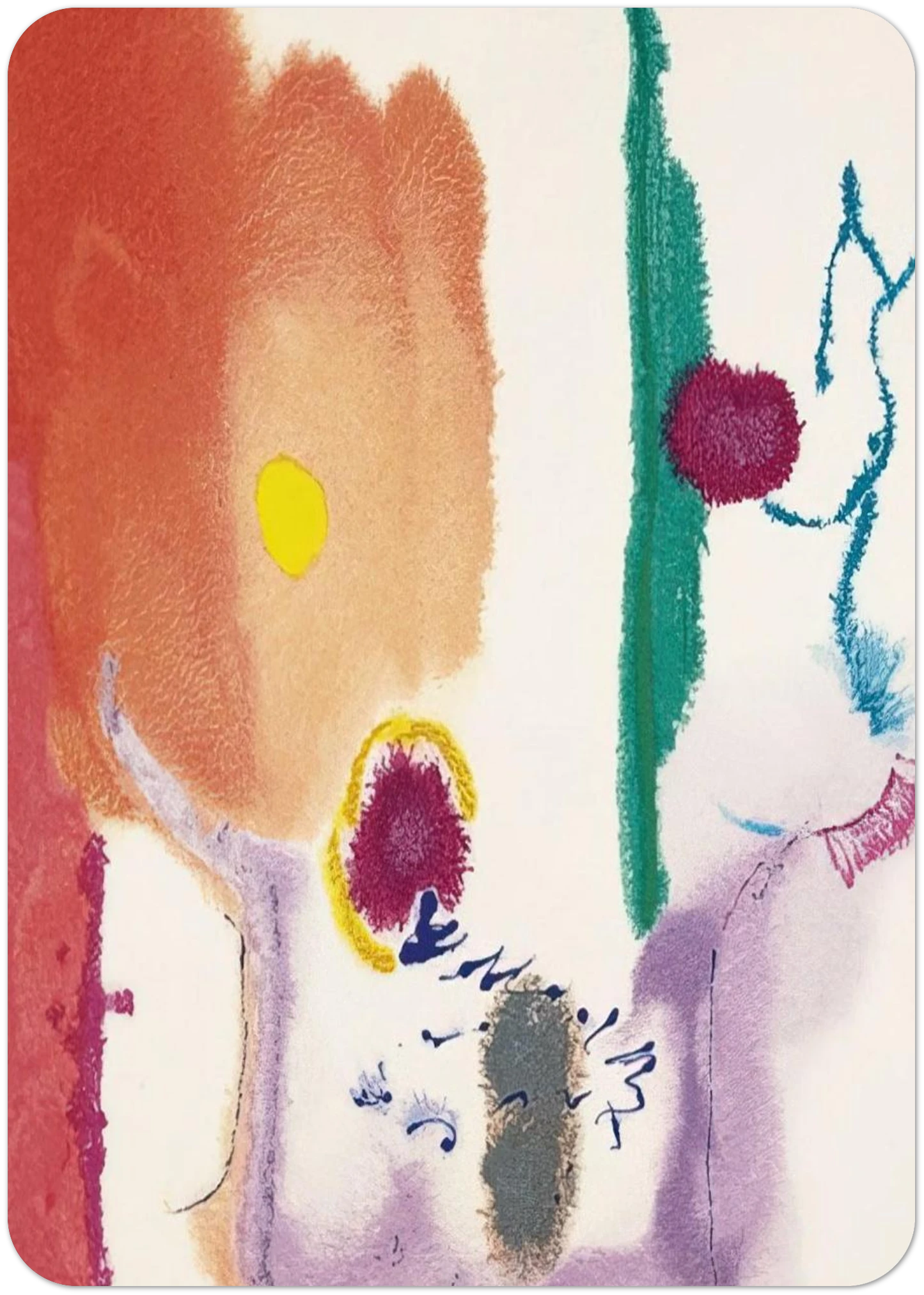 Beginnings - 2002 By Helen Frankenthaler Pack of 10 Post Cards | Helen Frankenthaler Post Cards | A6 (10.5 x 14.8 cm) - 4.1 x 5.8 inches