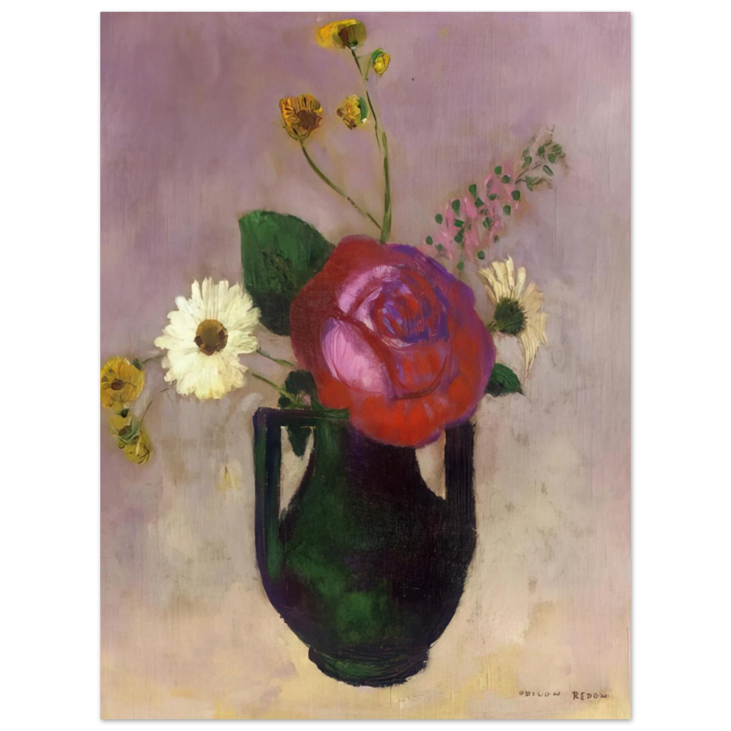 Odilon Redon - ROSE AND DAISY 75x100 cm / 30x40inches Fine Art Poster