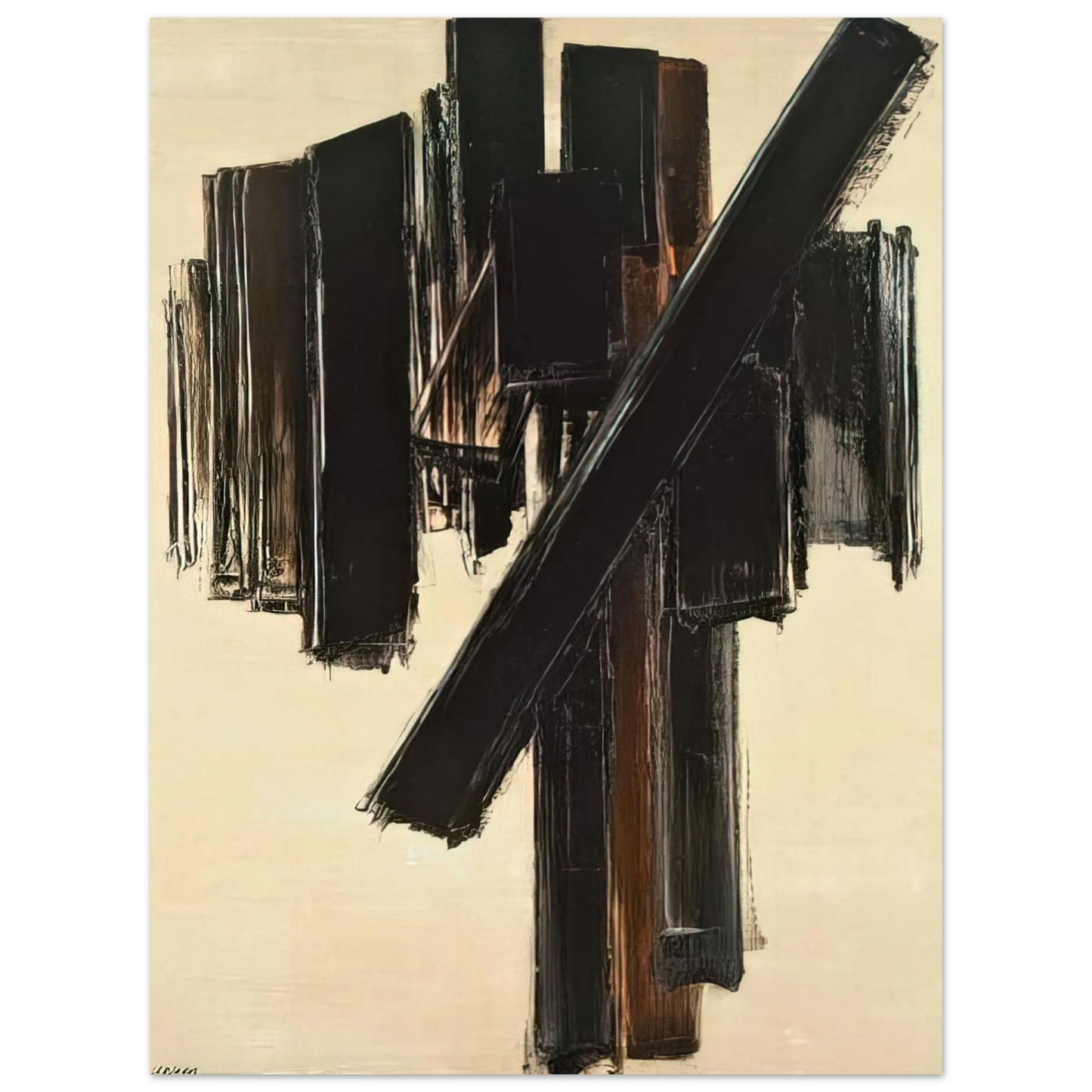 Pierre Soulages - Peinture, 10 juin 1958 - 1958 75x100 cm / 30x40inches Fine Art Poster