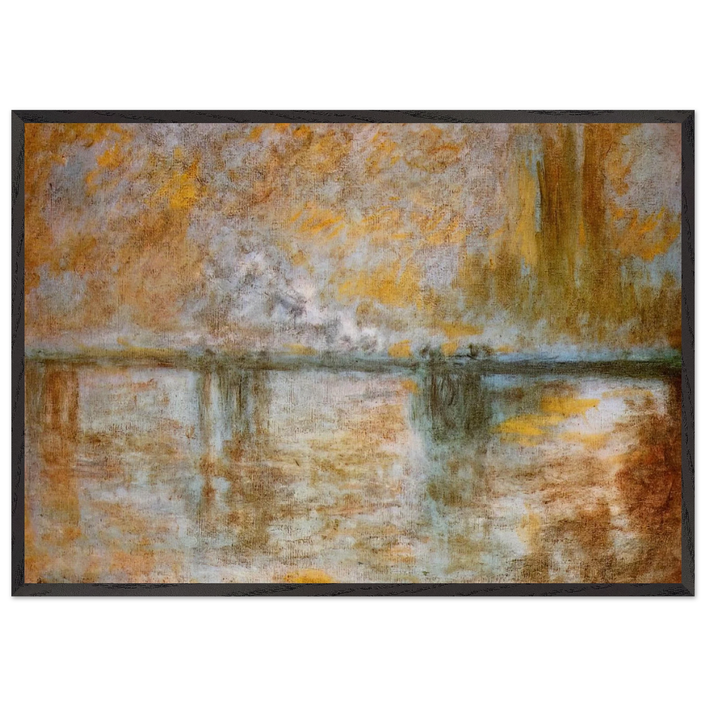 Charing Cross Bridge 3 - claude monet 70x100 cm / 28x40 inches Framed Art Print – Black Wooden Frame