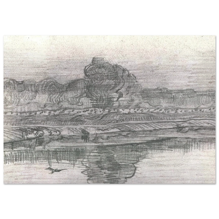Landscape with the Oise - Vincent van Gogh Brushed Aluminum Print - 70x100 cm / 28x40 inches | Vincent van Gogh Aluminum Print | Vincent van Gogh Prints