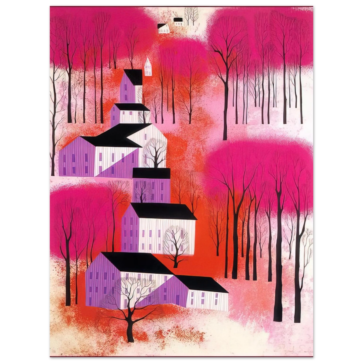 Eyvind Earle - Autumn Sunset 75x100 cm / 30x40inches Fine Art Poster