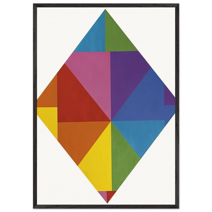 Acht farben im horizontal-diagonal-quadtrat - 1965 - Max Bill 70x100 cm / 28x40 inches Framed Art Print – Black Wooden Frame