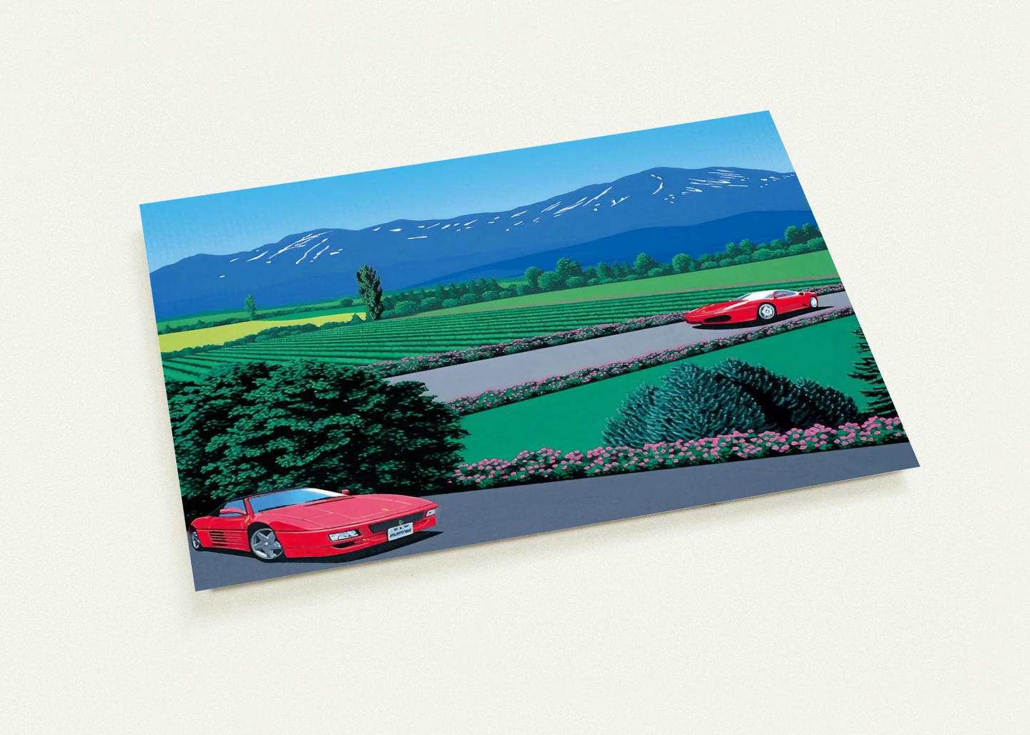 Ferraris traversing the lands By Hiroshi Nagai Pack of 10 Post Cards | Hiroshi Nagai Post Cards | A6 (10.5 x 14.8 cm) - 4.1 x 5.8 inches