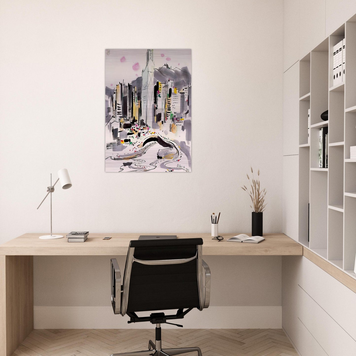 Hong Kong - 1997 - Wu Guanzhong Brushed Aluminum Print - 70x100 cm / 28x40 inches | Wu Guanzhong Aluminum Print | Wu Guanzhong Prints