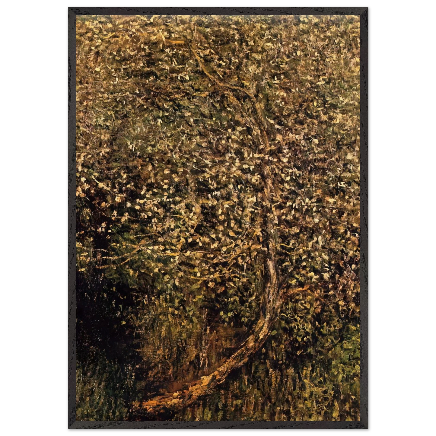 Apple Trees in Blossom by the Water - claude monet 70x100 cm / 28x40 inches Framed Art Print – Black Wooden Frame