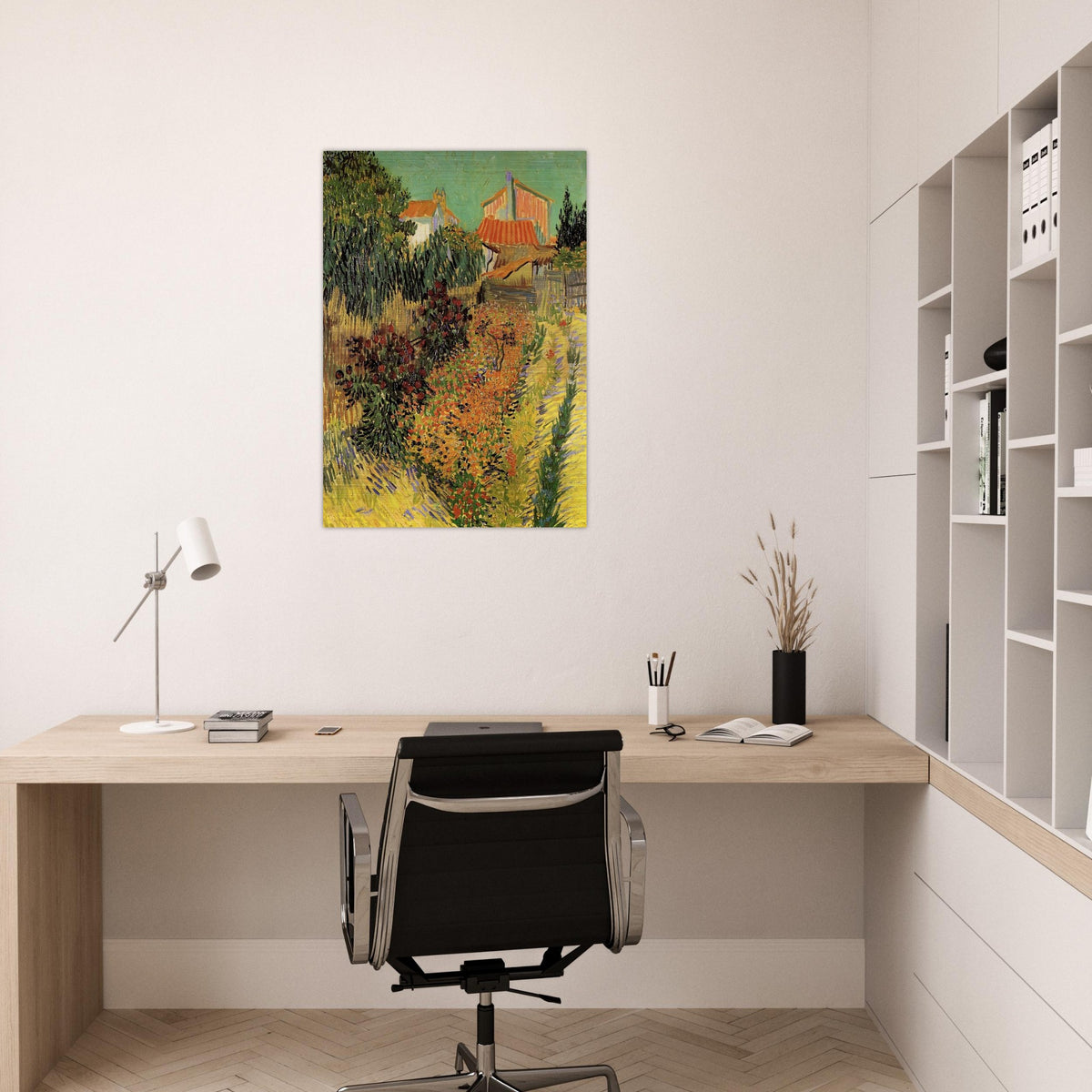 Garden Behind a House - Vincent van Gogh Brushed Aluminum Print - 70x100 cm / 28x40 inches | Vincent van Gogh Aluminum Print | Vincent van Gogh Prints