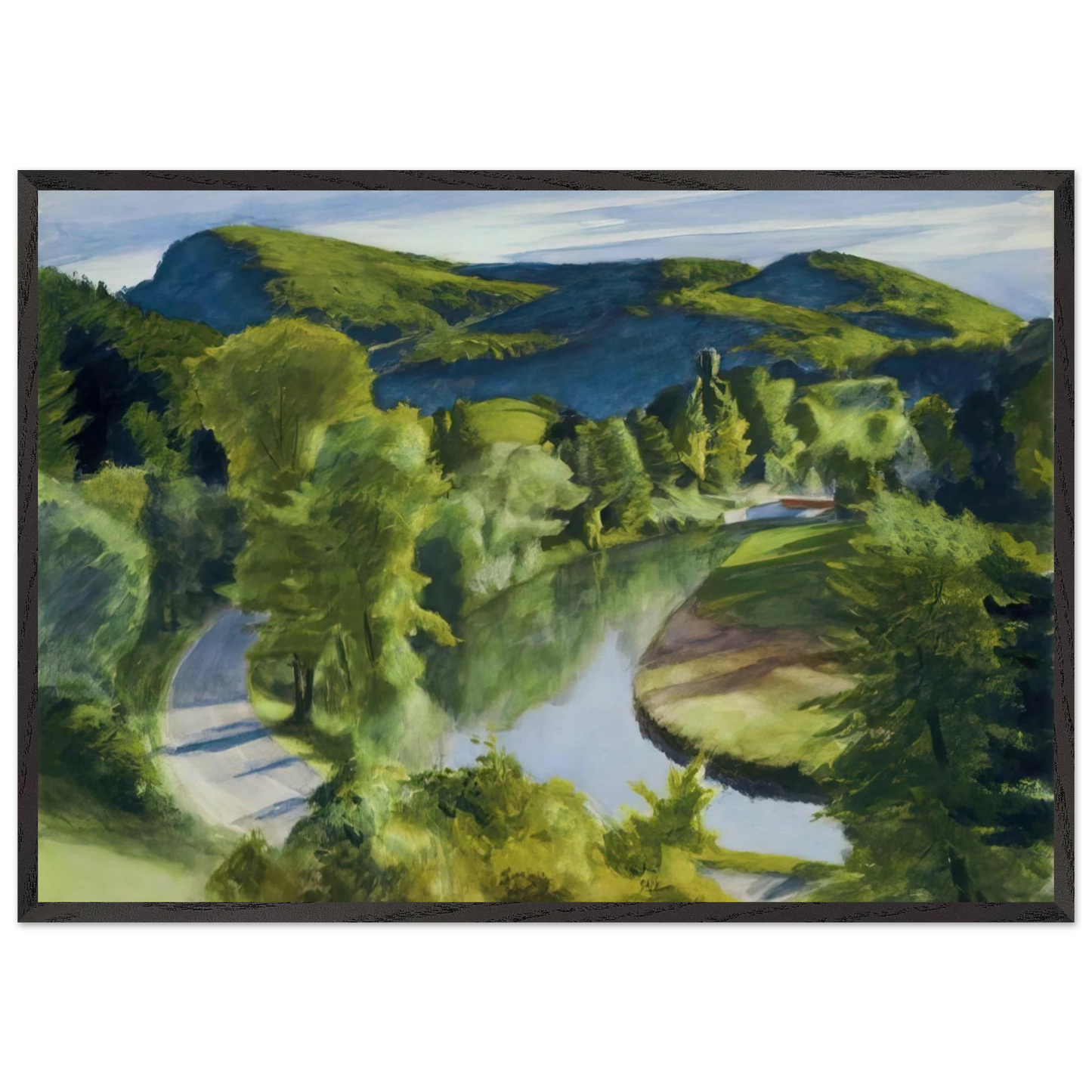 First Branch of the White River Vermont - Edward Hopper 70x100 cm / 28x40 inches Framed Art Print – Black Wooden Frame