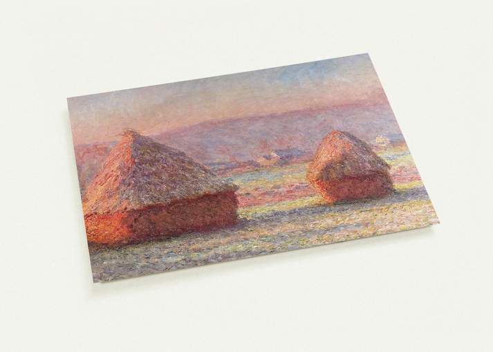 Grainstacks, White Frost Effect By claude monet Pack of 10 Post Cards | claude monet Post Cards | A6 (10.5 x 14.8 cm) - 4.1 x 5.8 inches