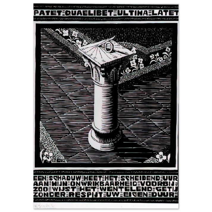MC Escher - EMBLEMATA SUNDIAL Wall Art - 30x40 cm / 12x16 inches - Premium Wooden Framed Poster With Fine Art Paper-canvas - Wood frame