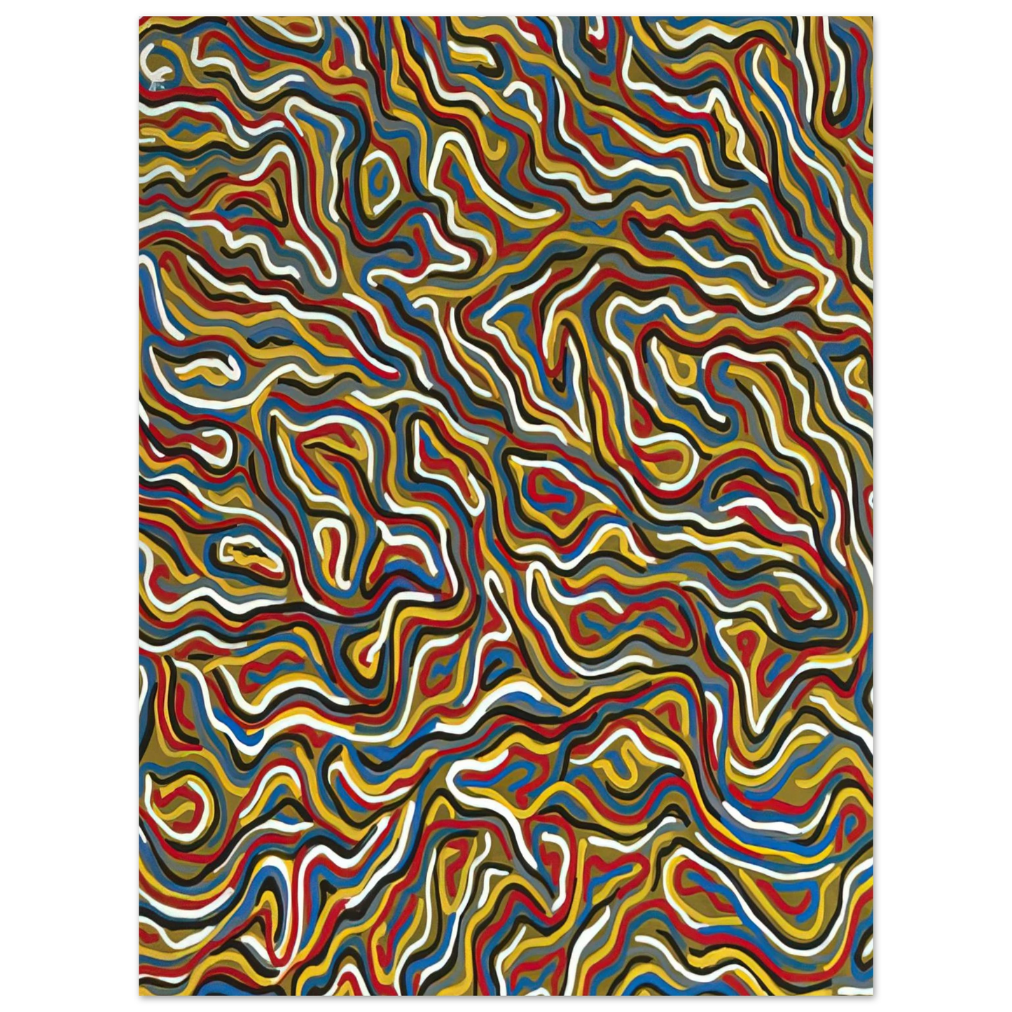 Sol LeWitt - Squiggly Brushstrokes Olive 75x100 cm / 30x40inches Fine Art Poster