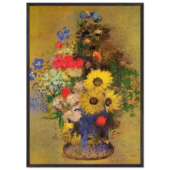 VASE OF FLOWERS 12 - Odilon Redon 70x100 cm / 28x40 inches Framed Art Print – Black Wooden Frame