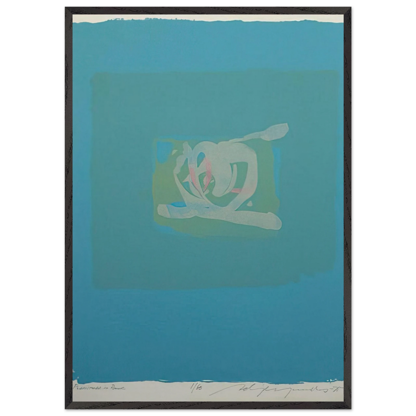 Plentitude in Blue - 1975 - Adja Yunkers 70x100 cm / 28x40 inches Framed Art Print – Black Wooden Frame