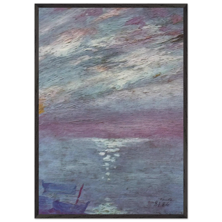 MOONLIGHT OVER THE BAY AT CADAQUES - Salvador Dali 70x100 cm / 28x40 inches Framed Art Print – Black Wooden Frame