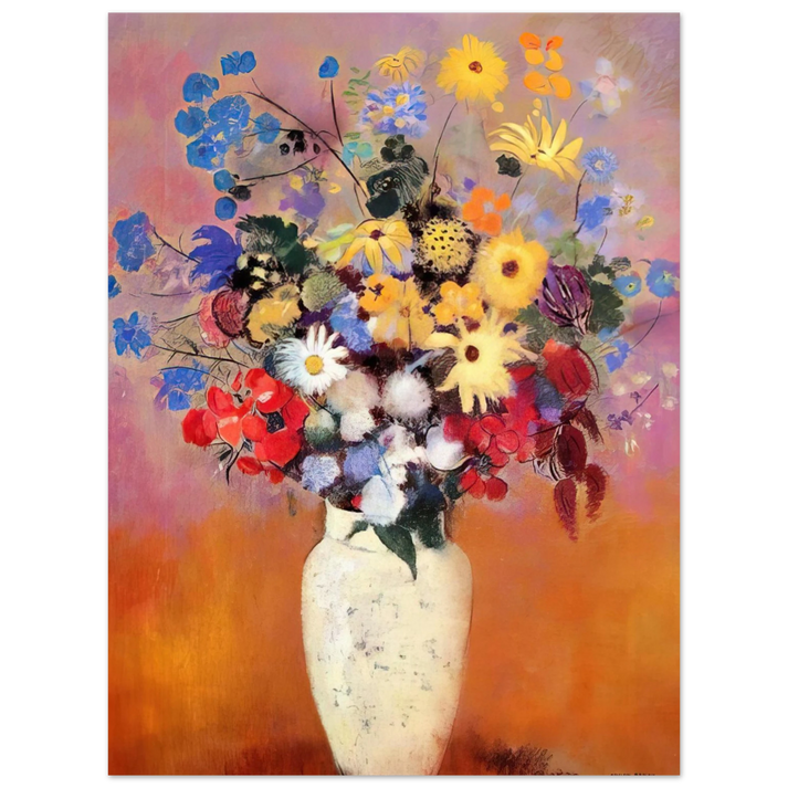 Odilon Redon - WHITE VASE WITH FLOWERS 1916 75x100 cm / 30x40inches Fine Art Poster