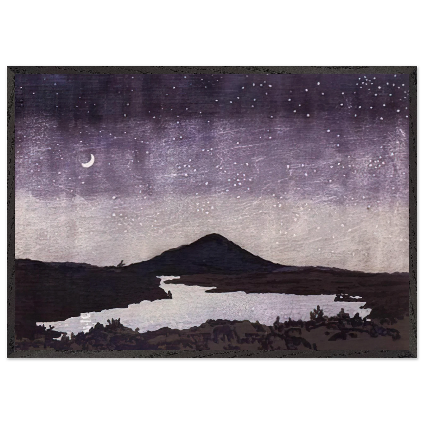 Night Scene - 1982 - Neil Welliver 70x100 cm / 28x40 inches Framed Art Print – Black Wooden Frame