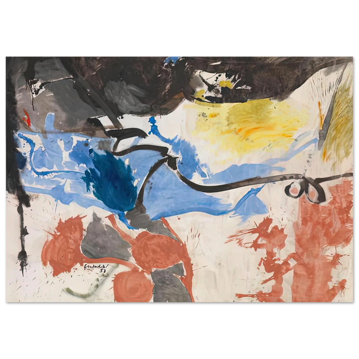Helen Frankenthaler - Hotel Cro-Magnon, 1958- Wall Art - 60x80 cm / 24x32 inches - Premium Wooden Framed Poster With Fine Art Paper-canvas - Black frame