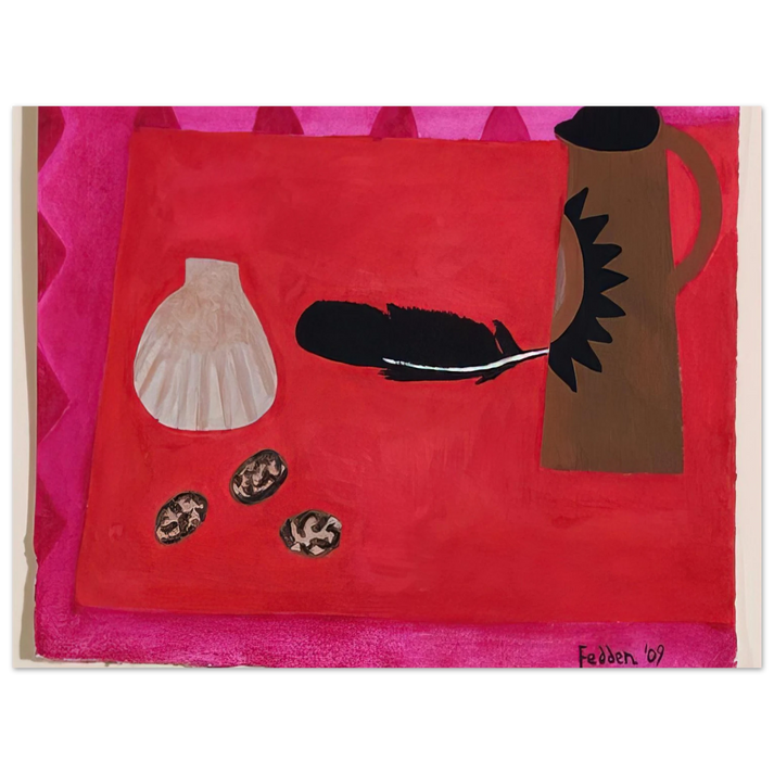 Mary Fedden - Red Table, Brown Jug - 2009 75x100 cm / 30x40inches Fine Art Poster