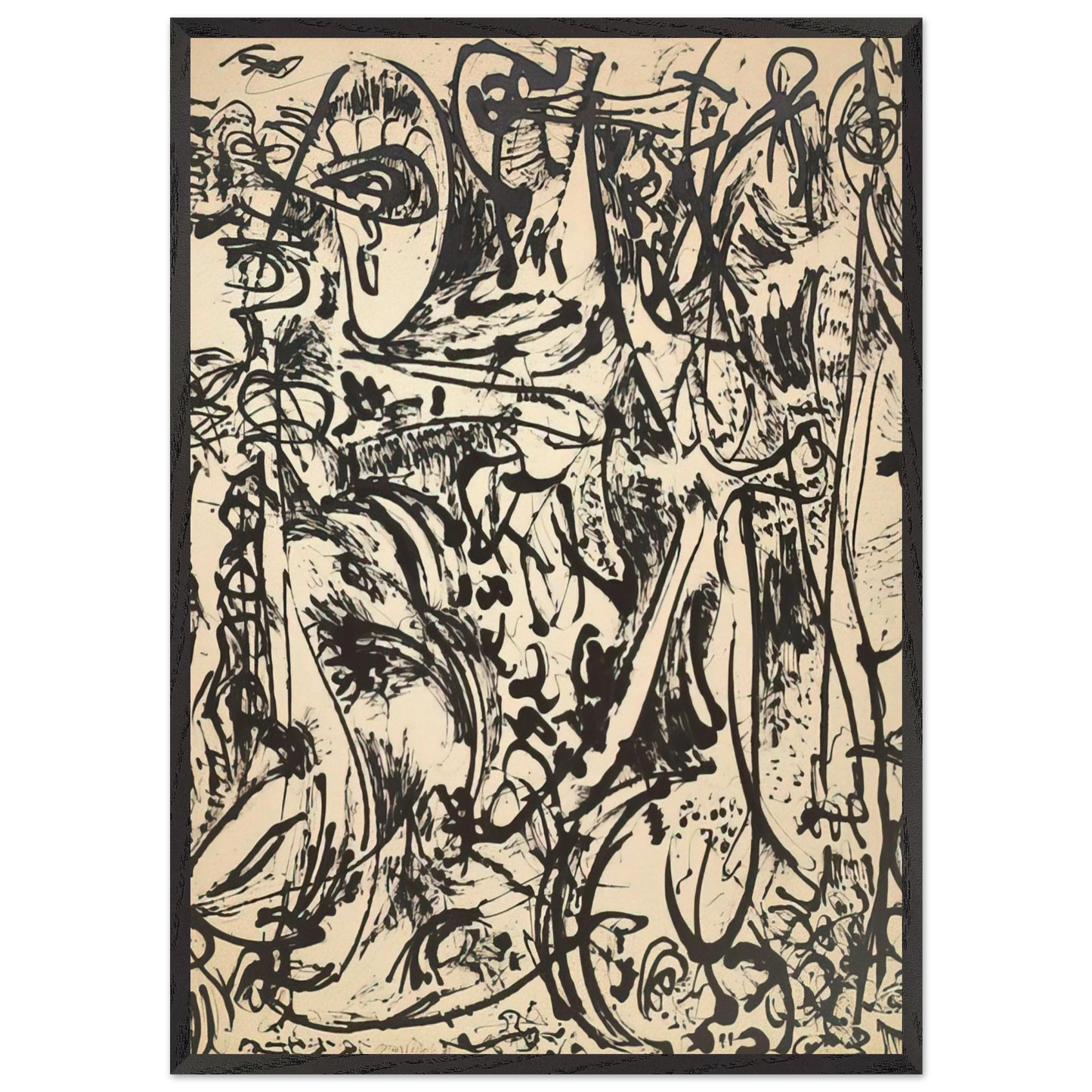 ECHO 1951 - Jackson Pollock 70x100 cm / 28x40 inches Framed Art Print – Black Wooden Frame