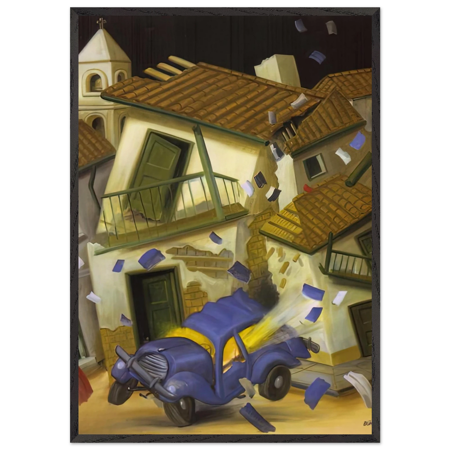 CAR BOMB - Fernando Botero 70x100 cm / 28x40 inches Framed Art Print – Black Wooden Frame