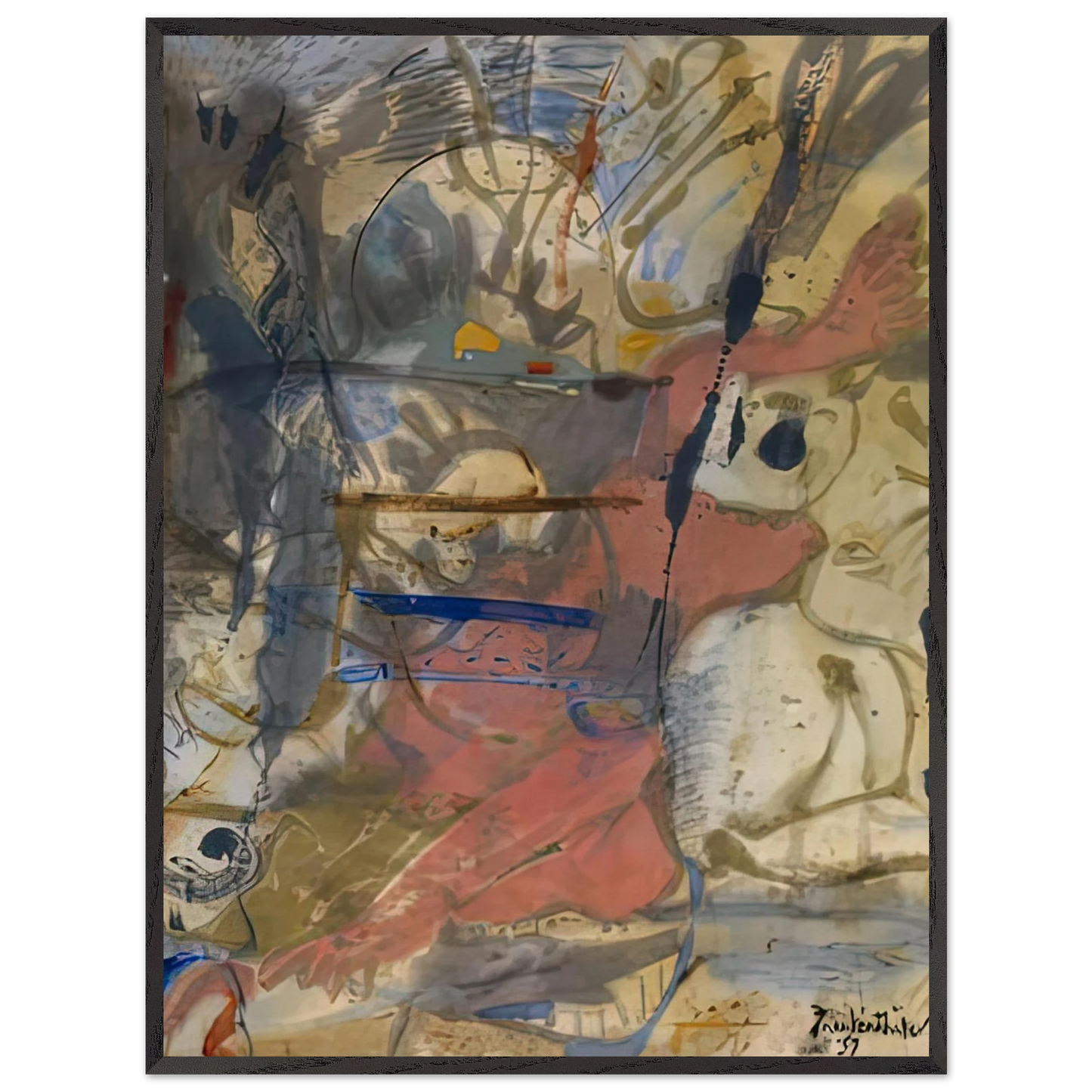 Helen Frankenthaler - Europa, 1957- Wall Art - 60x80 cm / 24x32 inches - Premium Wooden Framed Poster With Fine Art Paper-canvas - Wood frame