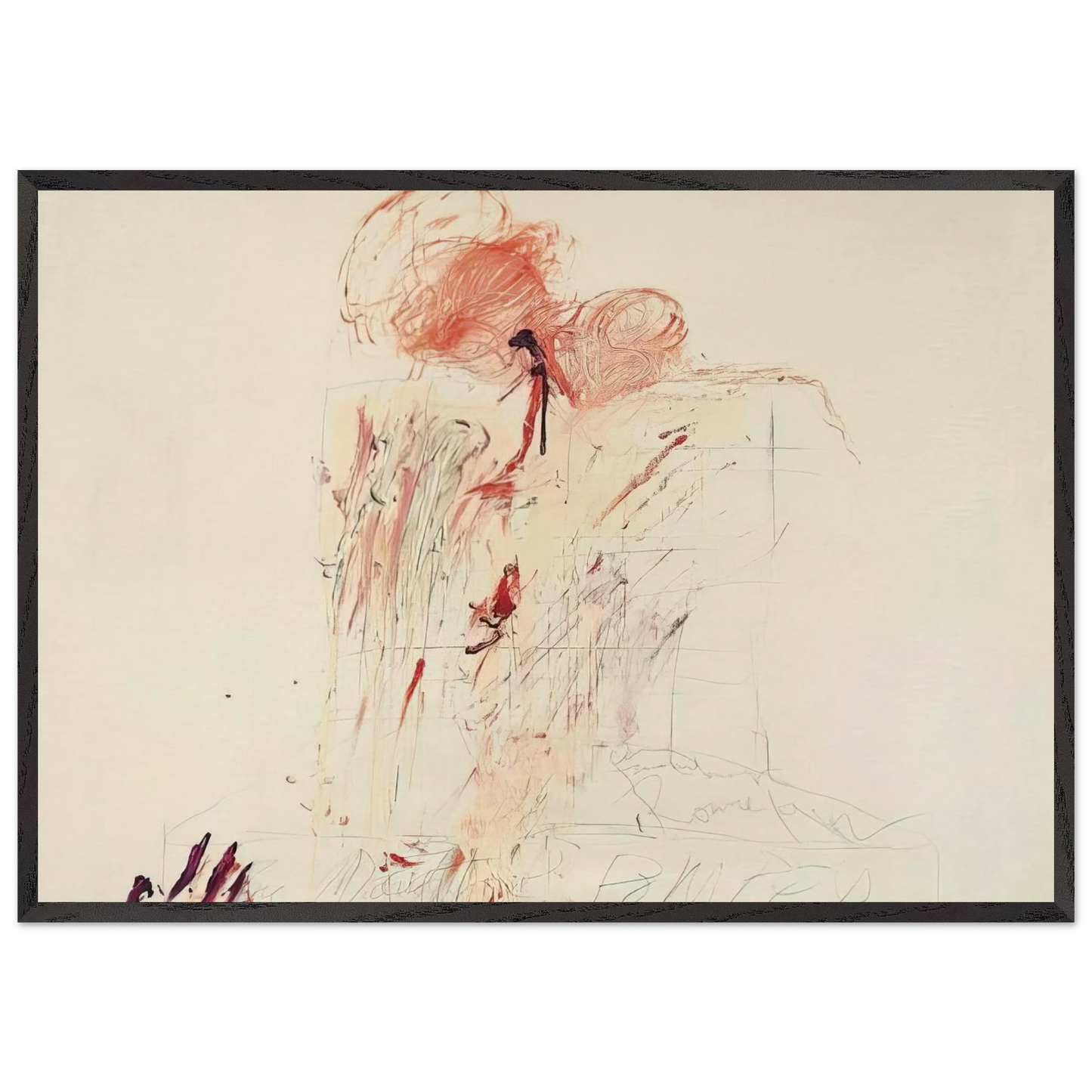 Death of Pompey Rome - Cy Twombly 70x100 cm / 28x40 inches Framed Art Print – Black Wooden Frame