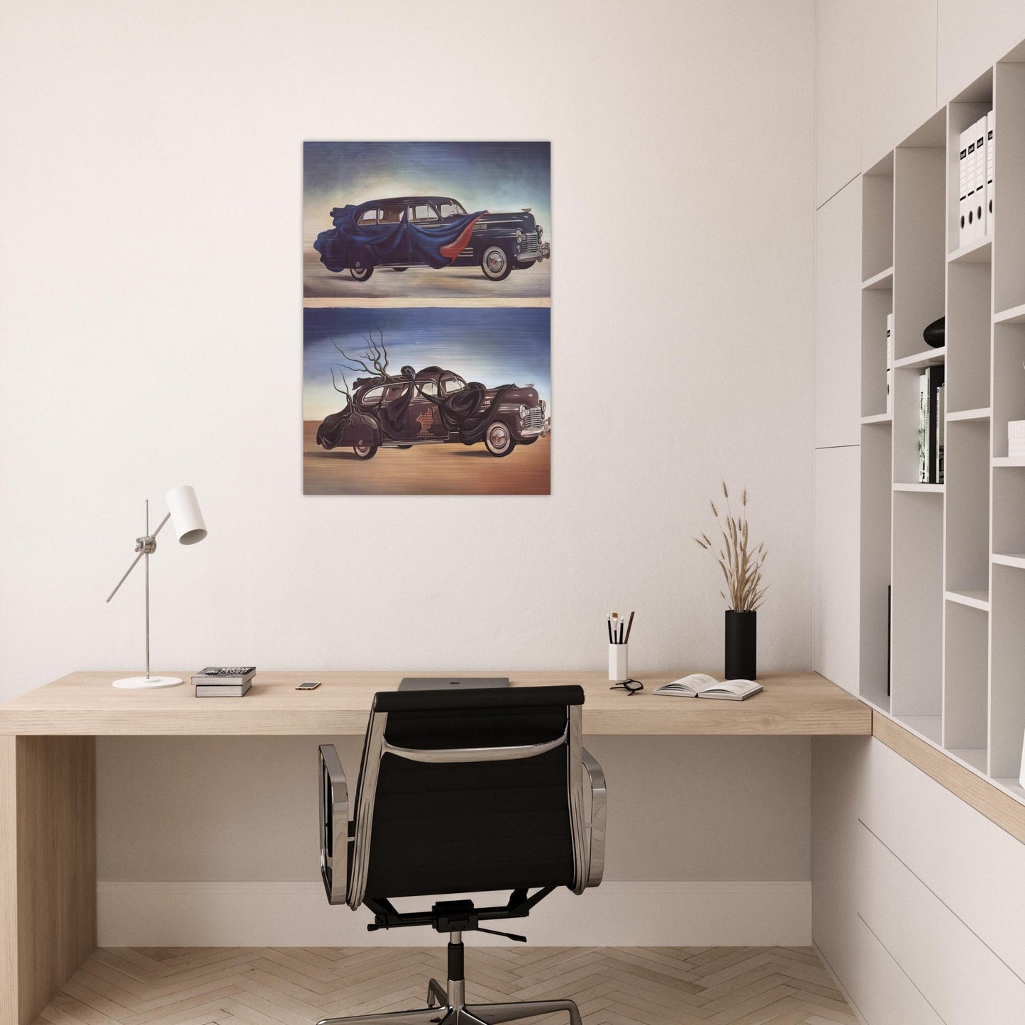 CAR CLOTHING CLOTHED AUTOMOBILE - Salvador Dali Brushed Aluminum Print - 70x100 cm / 28x40 inches | Salvador Dali Aluminum Print | Salvador Dali Prints