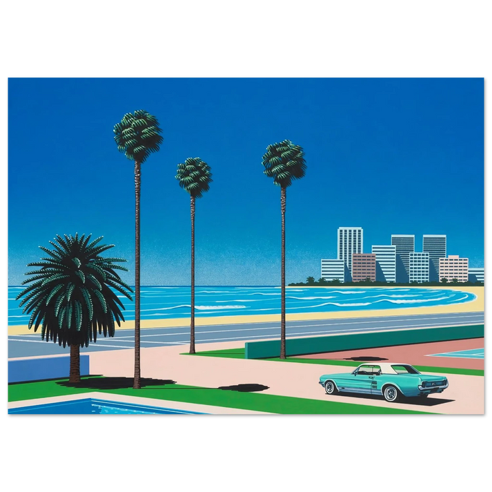 Hiroshi Nagai - Sunshine Reggae Wall Art - 60x80 cm / 24x32 inches - Premium Wooden Framed Poster With Fine Art Paper - Black frame